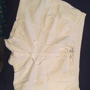 White linen shorts